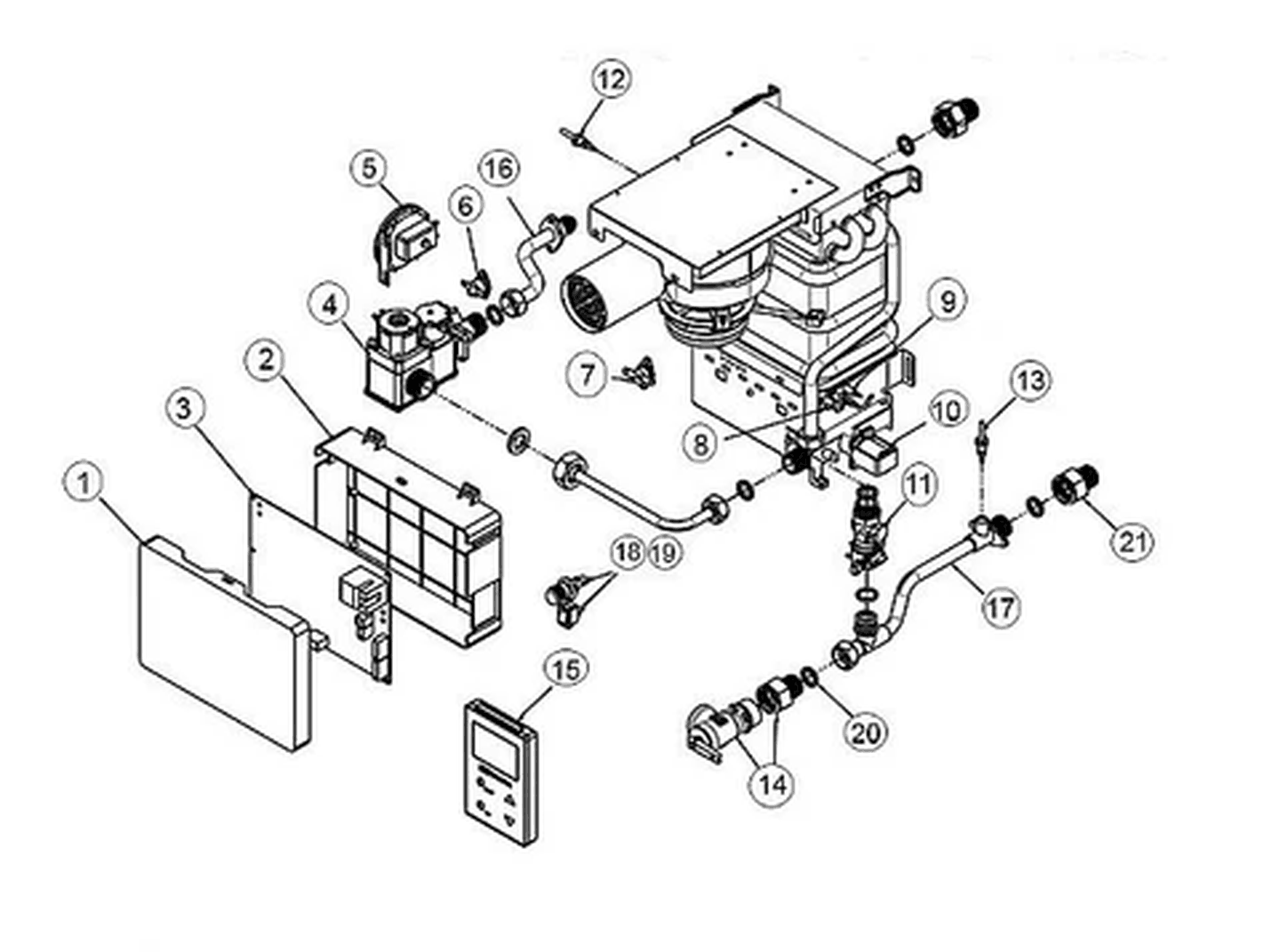 Suburban ST42 Tankless RV water heater exploded parts diagram