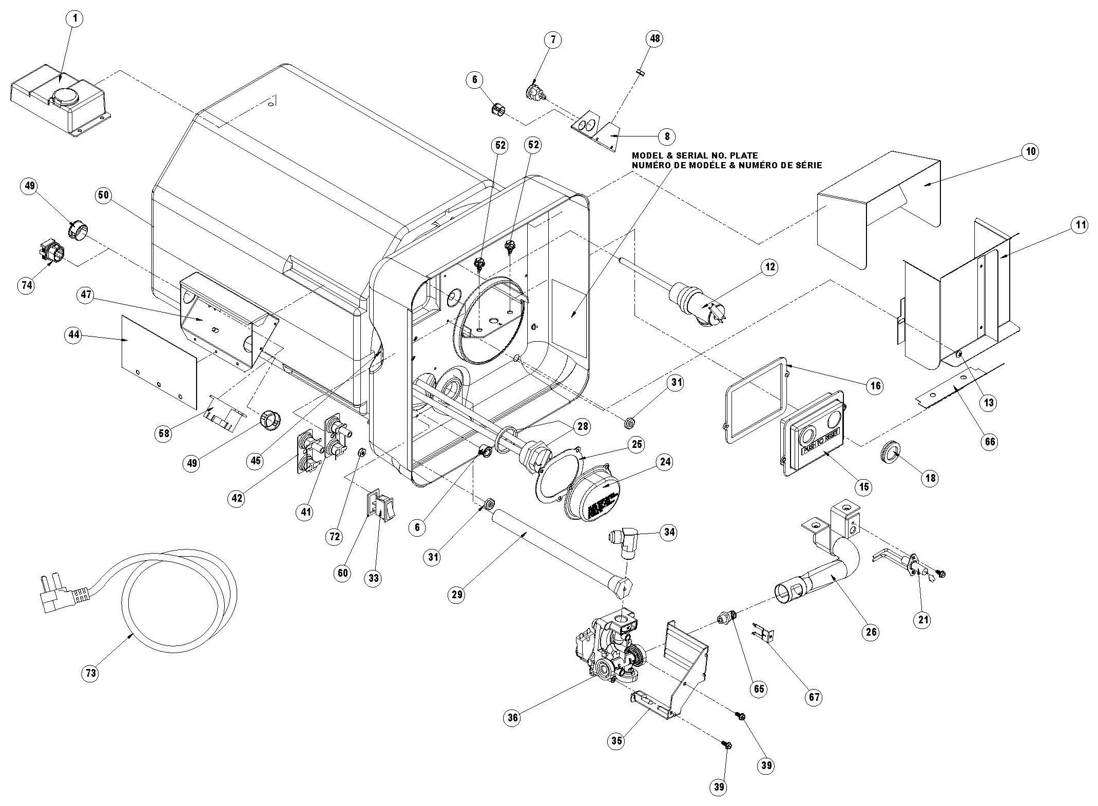 Suburban SW D, DE, DEC, DEL & DELC RV water heater exploded parts diagram